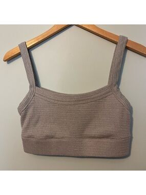 Gilly Hicks Loungewear Grey Waffle Knit Bralette Medium
